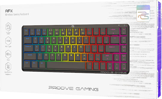 Proove AFK Безжичен Гейминг Механична Клавиатура 65% с Outemu Red суичове и RGB подсветка (Английски US) Черен