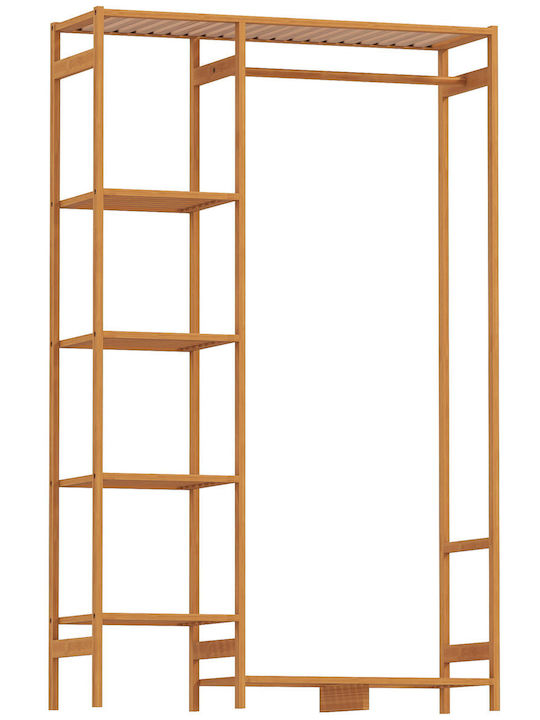 HomCom Floor Garment Rack made of Bamboo Brown 90x30x145cm