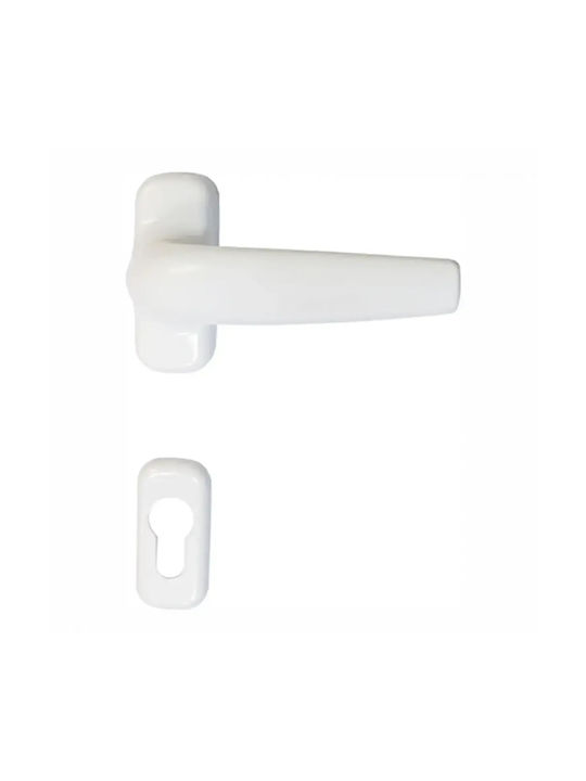 A-Lock Lever Middle Door with Rosette Pair White A-Lock Lever Middle Door with Rosette Pair White