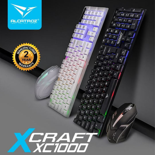 Alcatroz X-Craft XC1000 Set Gaming Tastatur mit RGB-Beleuchtung & Maus (Englisch US) Weiß