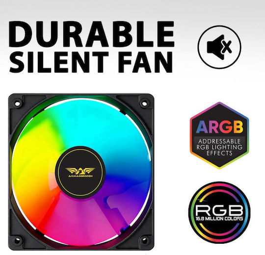 6000 Pro Case Fan 120mm (1200rpm / 33.84cfm) with ARGB Lighting and 4-Pin Molex / 4-Pin PWM Connection 4pcs