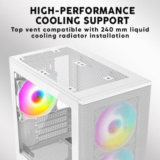 Armaggeddon DF-DUPLEX2-CHRW Gaming Micro Tower Κουτί Υπολογιστή με Πλαϊνό Παράθυρο Λευκό