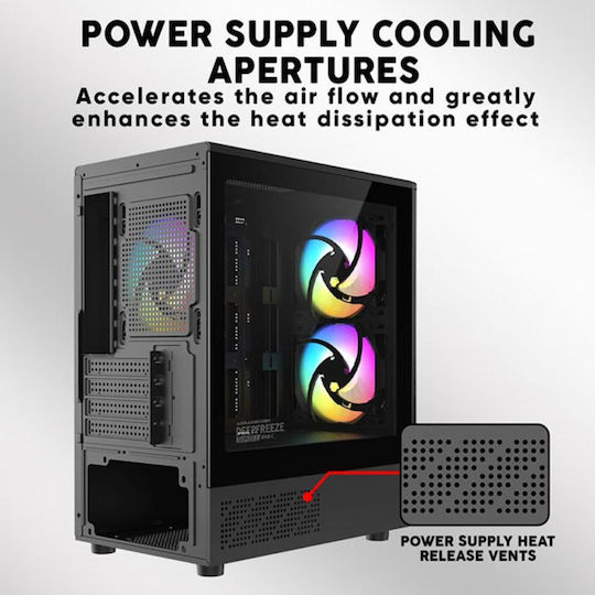 Armaggeddon Deepfreeze Duplex 2 ARGB-C Gaming Micro Tower Computer Case with Side Window Black