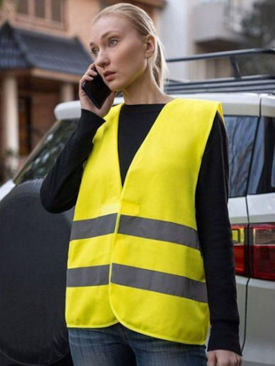 Velcro Bărbați Vestă de siguranță cu benzi reflectorizante Galben