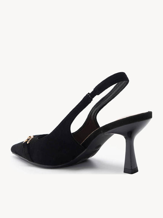 Μαύρες Γόβες Slingback Μεταλλική Λεπτομέρεια