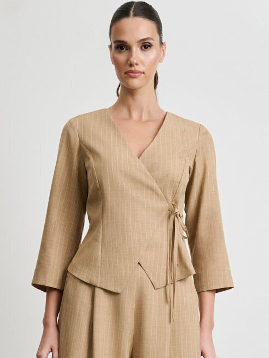 Damen Beige Set mit Hoch tailliert Hose