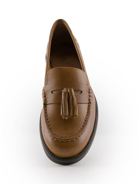 Δερμάτινα Γυναικεία Loafers σε Ταμπά Χρώμα