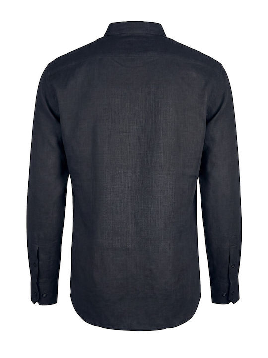 Long-sleeved Linen Shirt Black
