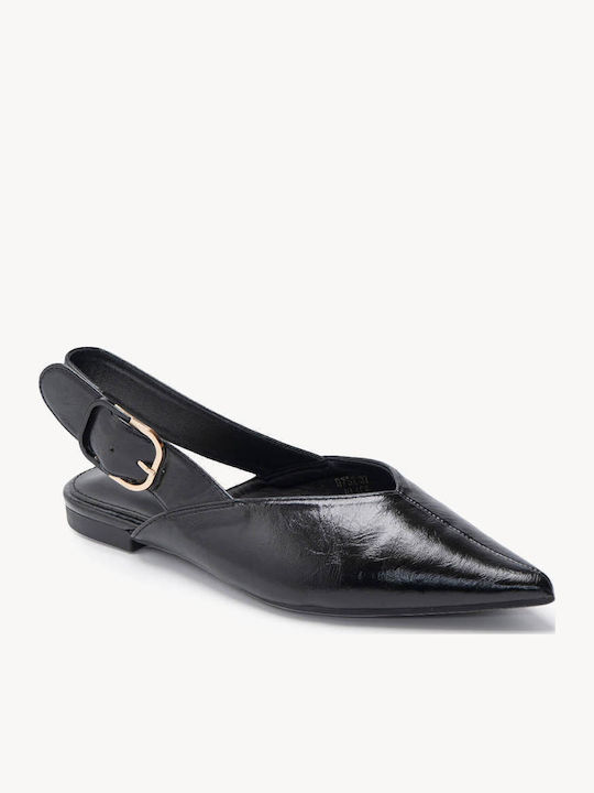 Μαύρες Μπαλαρίνες Slingback Ματ Gloss Υφή