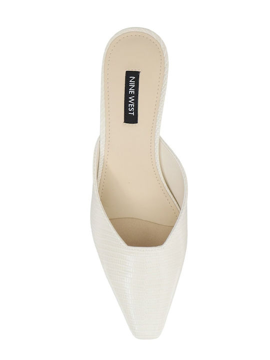 Camenla3 Mules with High Heel in Ecru Color