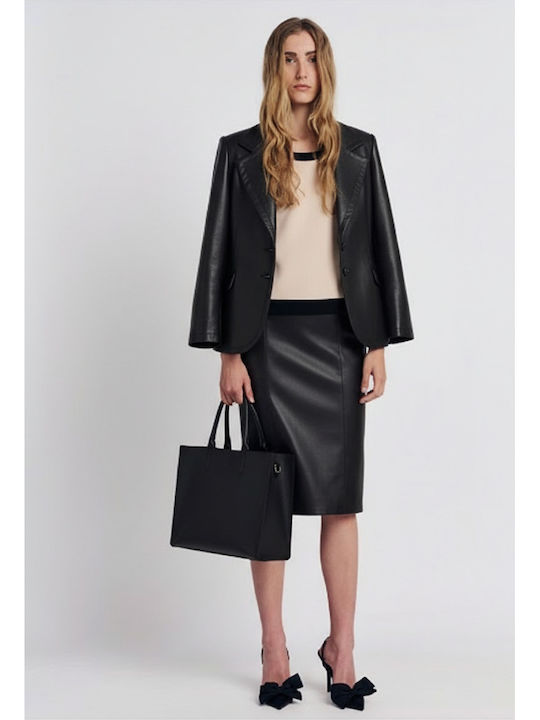 Leder Bleistift Hoch tailliert Rock Black
