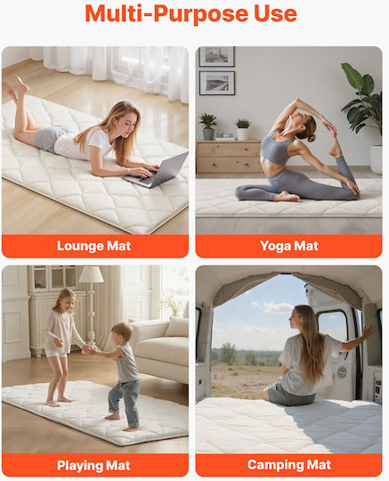 Vevor Στρώμα Γυμναστικής Pilates Λευκό (203.2x99.1x6.35cm)