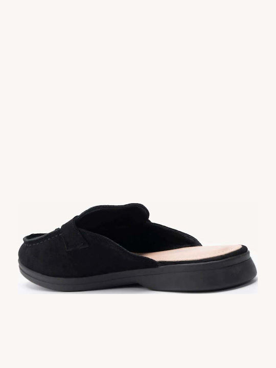 Damen Pantoletten Schwarz Mokassins Dekoratives Metallisches Element