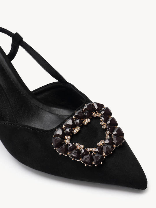 Μαύρες Γόβες Slingback Διακοσμητικό Κόσμημα