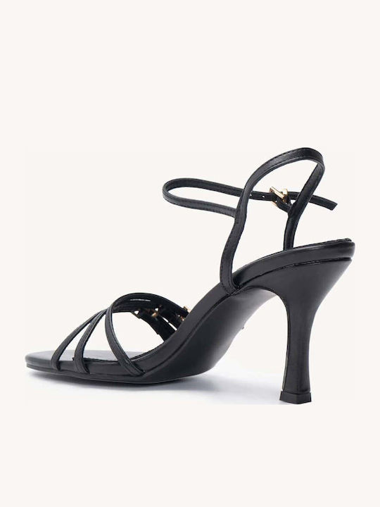 Sandale Elegante Damă Negre Cu Elemente Metalice Decorative Înaltă