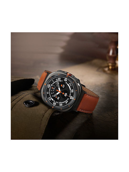 Leder Tragbare Bänder Samsung Galaxy Watch Ultra 47mm Dunkelgraues Leder Premium Tragbare Bänder