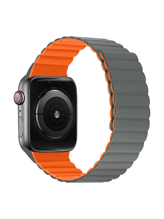Xo Каишка Apple Watch 38 40 41mm Силикон Магнитна Сиво-Оранжево