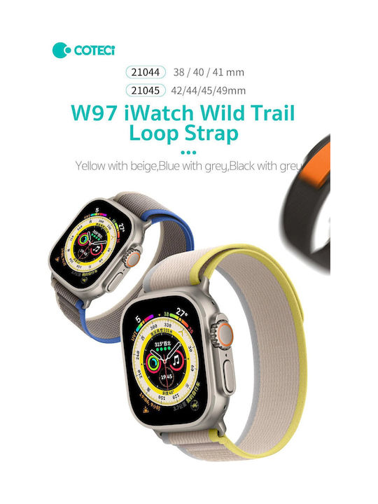 Coteci Strap Apple Watch 42 44 45 49mm Wild Trail Loop Strap W97 Yellow + Beige Coteci Strap Apple Watch 42 44 45 49mm Wild Trail Loop Strap W97 Yellow + Beige