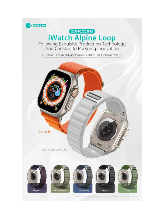 Coteci Strap Apple Watch 42 44 45 49mm Alpine Loop Strap White