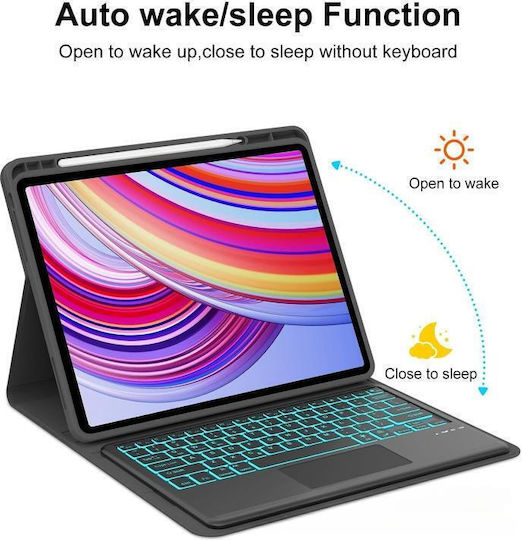 Husă Touchpad Bluetooth Tastatură Iluminare Backlight Xiaomi Redmi Pad 2 Pro 12.1 Negru