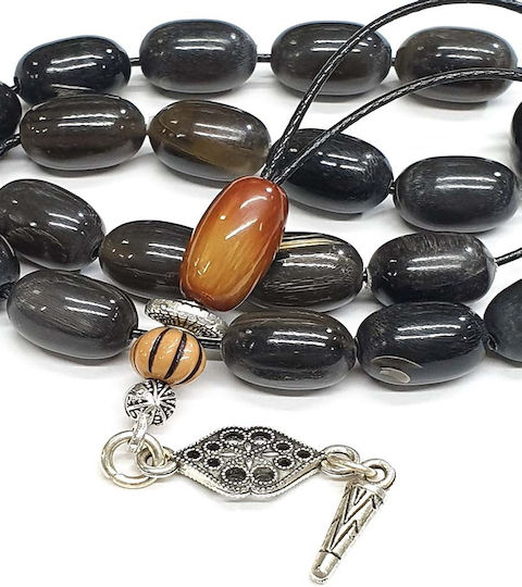 Roloi Komboloi Horn Worry Beads with 19 Beads Gray 28cm