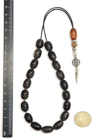 Roloi Komboloi Horn Worry Beads with 19 Beads Gray 28cm