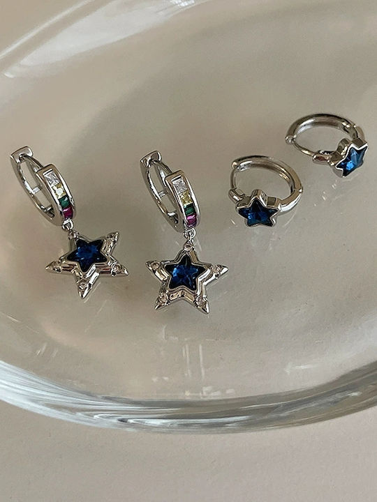 Earrings Hoops made of Silver with Stones