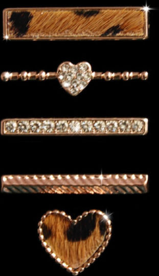 Strap Jewellery Ring + Charm Heart Set Leopard Oem