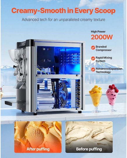 Vevor Mașină de înghețată comercială Înghețată 2kW 50cm. SYYSYBQLJTMSRLAUB001V2