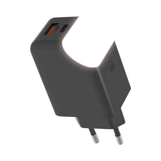 Xoopar Φορτιστής Χωρίς Καλώδιο με Θύρα USB-A και Θύρα USB-C 65W Power Delivery Μαύρος