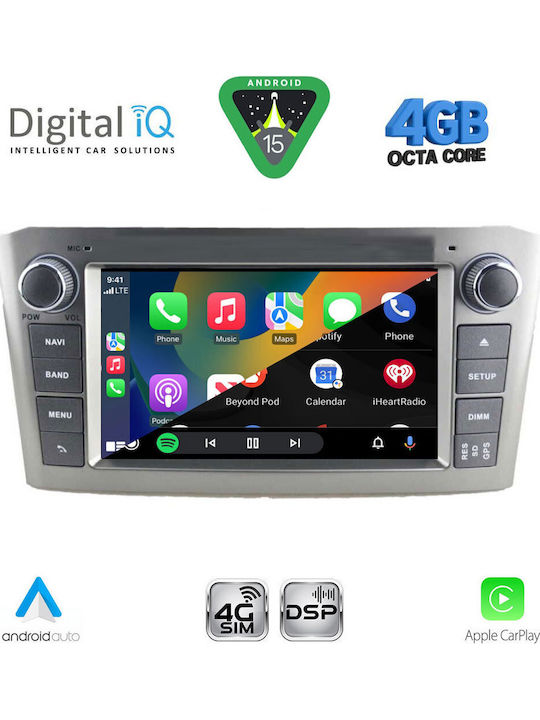 Digital IQ Car Audio System for Toyota Avensis 2003-2009 (Bluetooth/USB/WiFi/GPS/Apple-Carplay/Android-Auto) with Touch Screen 7"
