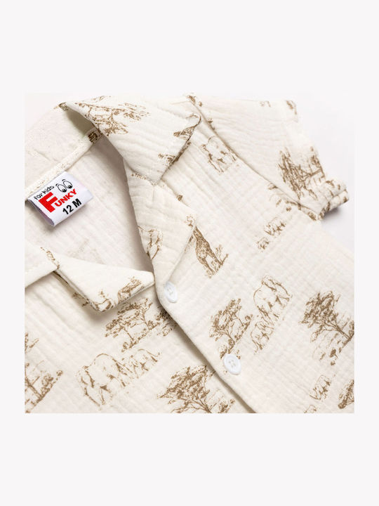 Funky Set De Îmbrăcăminte Pentru Copii Cu Pantaloni Scurți Ecru 2 Bucăți Funky Set De Îmbrăcăminte Pentru Copii Cu Pantaloni Scurți Ecru 2 Bucăți