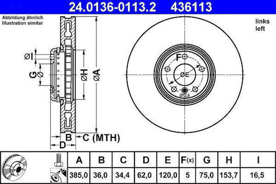 Bmw X5 E70 Ate 24013601132 Bremsscheibe