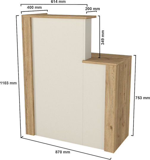 UnicUtil Birou de primire în birou cu Dimensiuni L87xA40xÎ110.3cm