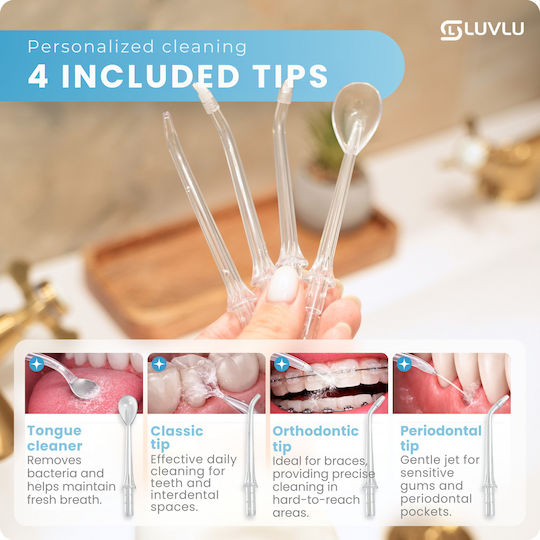 Luvlu Water Flosser με Χρονομετρητή και Θήκη Ταξιδίου Λευκό