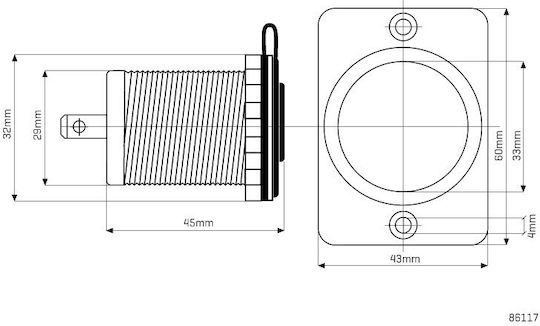 Euro 12v/24v Electric Socket Built-in Holder 58083