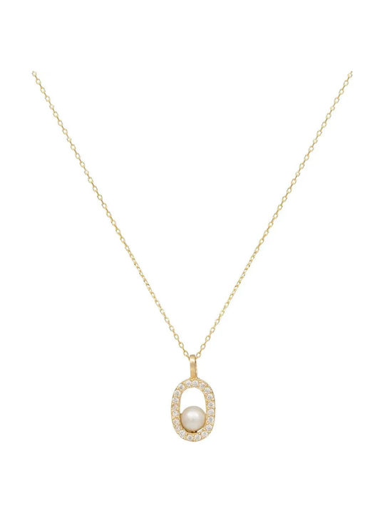 Colier din Aur 14K cu Perle & Zirconiu Colier din Aur 14K cu Perle & Zirconiu
