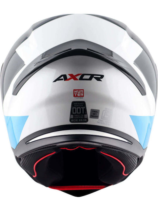Axor Hunter Turbo White Red Κράνος Μηχανής Full Face ECE 22.06 1500gr