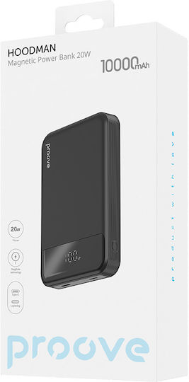 Proove Hoodman MagSafe Външна Батерия 10000mAh 20W с USB-C Изходен Порт Power Delivery Черен