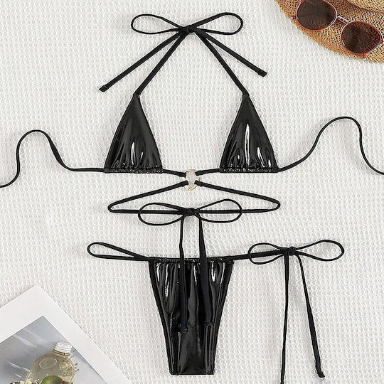 Lace-up Bikini Women Beach Swimsuit Black