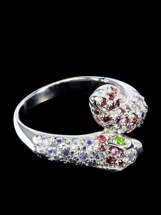 925 Ring Natural Garnets Tanzanites Diopsides Size 18 Snake