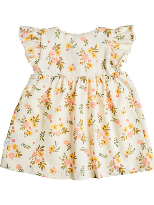 Kinderkleid Blumen Beige