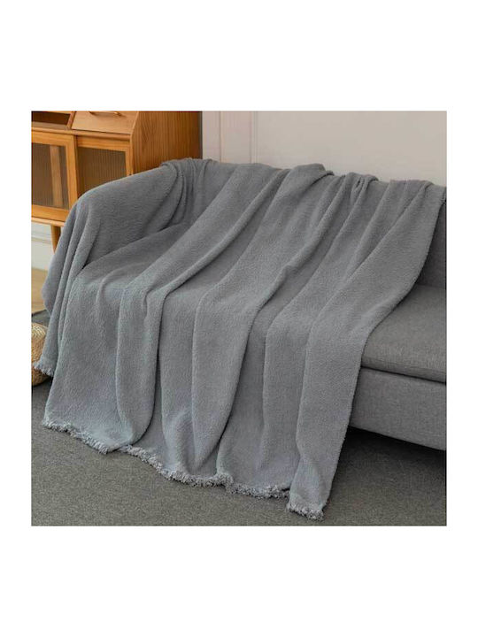 SpitiBazaar Σετ Ριχτάρια 3τμχ Chenille Γκρι Σκούρο