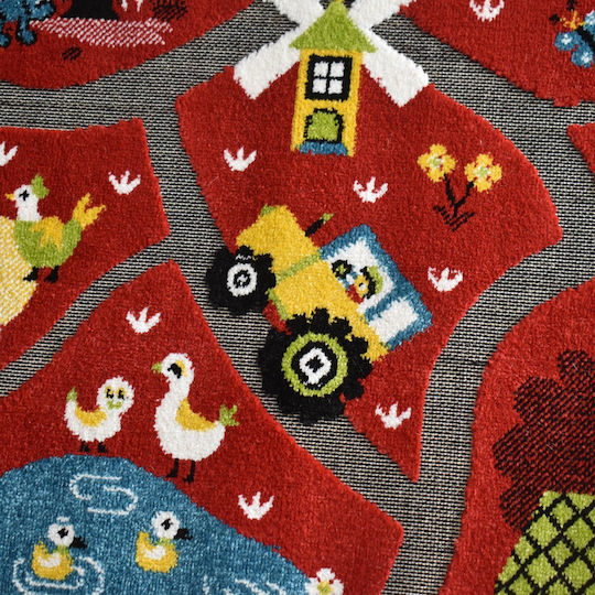 Saray Home 3d Farm Adventure Παιδικό Χαλί Κόκκινο 200x250cm