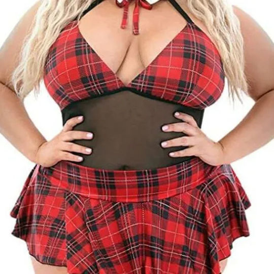 Sexy Plus Size School Girl Uniform Sexy Underwear Set Red