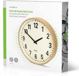 Nedis Αθόρυβο Ρολόι Τοίχου Ξύλινο Μπεζ Ø30cm Nedis Αθόρυβο Ρολόι Τοίχου Ξύλινο Μπεζ Ø30cm