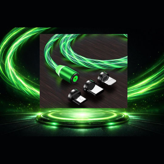 Vivid LED / Magnetic USB to Cable 2A Πράσινο