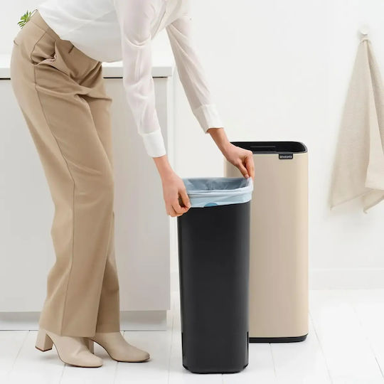 Brabantia Κάδος Bo Touch Απορριμμάτων Πλαστικός Push Μπεζ 30lt