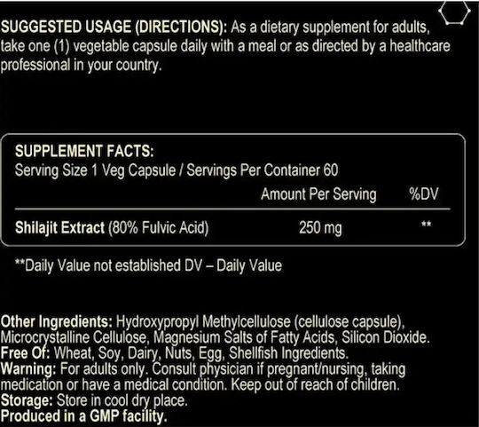 Fuel Up Shilajit Extract 250мг 60 вегетариански капсули