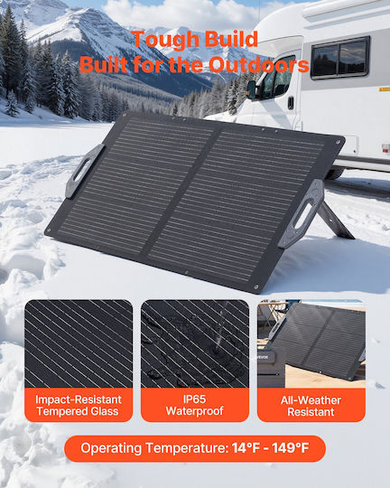 Vevor 100w Φορητός Πτυσσόμενος Ηλιακός Φορτιστής Υψηλή Απόδοση Πολύπλευρες Συνδέσεις Bxzdtynb1100ud77v001y3